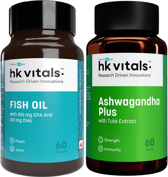 HEALTHKART hk vitals Fish Oil Omega 3 Capsules 1000 mg with Ashwagandha Plus
