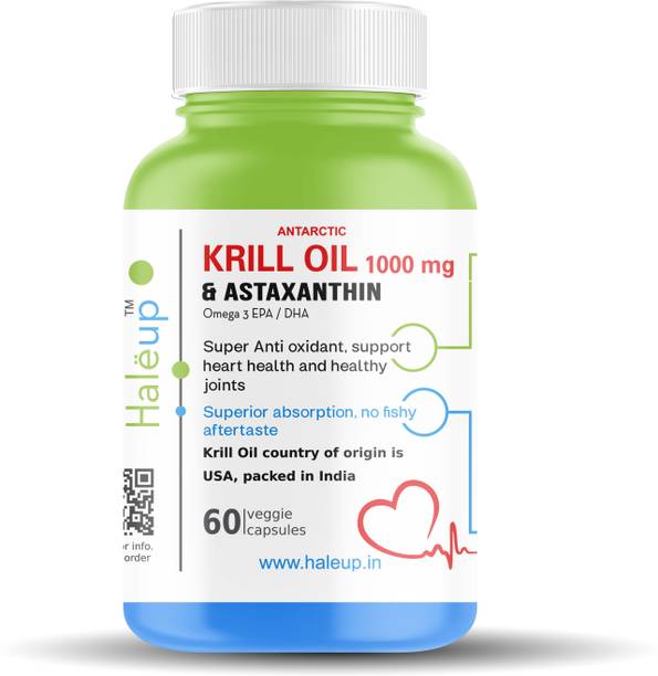 HALEUP USA Antarctic Krill Oil capsules 1000 mg with Astaxanthin max conc. EPA/DHA