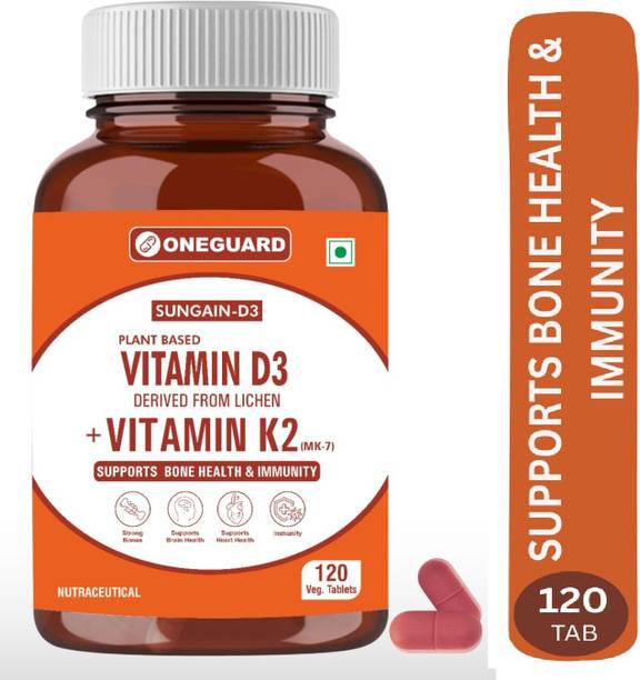 Oneguard Vitamin D3 K2 MK7 Plant-Based 100% RDA Supplement from Lichen Source
