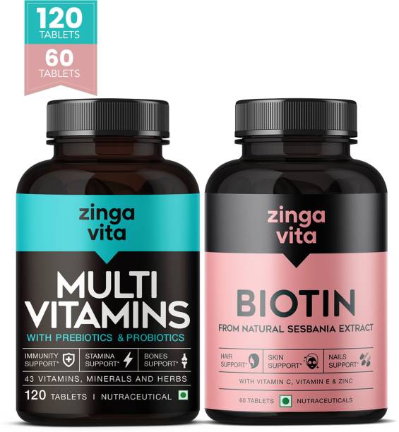 Zingavita Multivitamin Tablets 120 Count & Biotin Tablets 60 Count