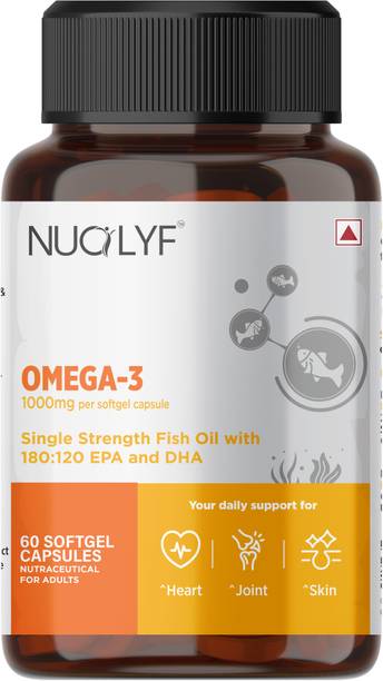 NUOLYF Omega-3 Fish Oil 1000mg Capsules (EPA 180mg, DHA 120mg) for Wellness of Body