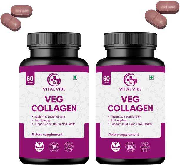 VITAL VIBE Collagen Tablets 1000mg with Hyaluronic Acid | Skin Glowing, Anti-Aging