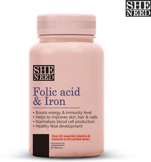 SheNeed Folic Acid & Iron Supplements – Supports Pregnancy & Iron Production