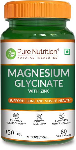 Pure Nutrition Magnesium Glycinate with Zinc for Bone, Muscle Nerve Health & Period Cramps