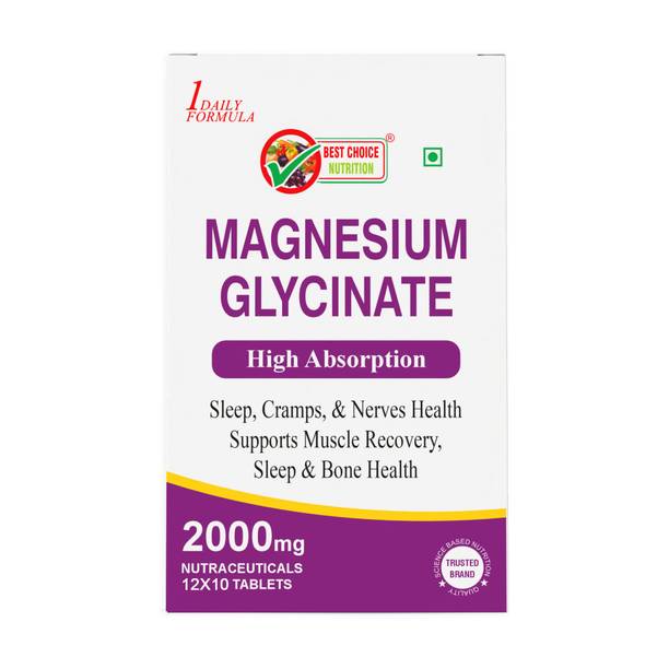 1DAILYFORMULA BEST CHOICE NUTRITION Magnesium Glycinate Tablets Muscle Recovery, Sleep & Nerve