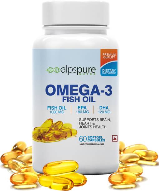 ALPSPURE Omega 3 Fish Oil 1000 mg 60 Softgel Capsules 180 mg EPA And 120 mg DHA