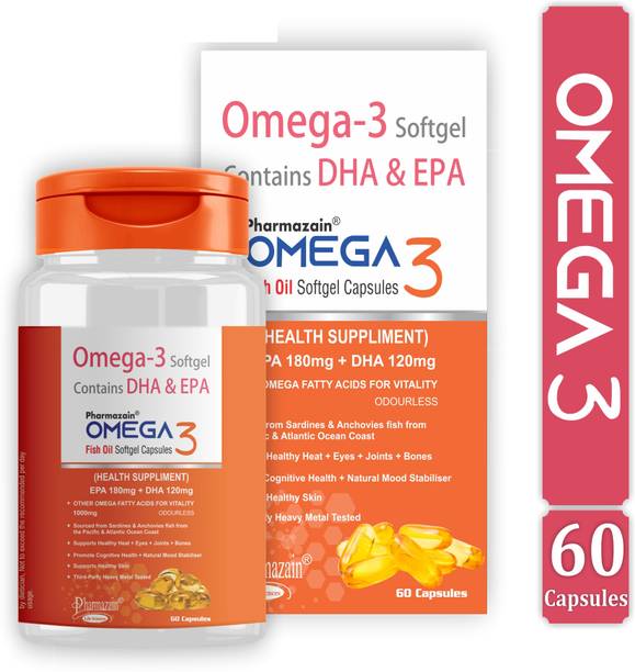 PHARMAZAIN LIFE SCIENCES Omega 3 Fish Oil 1000mg Softgels – Heart, Brain, Eye Health, Joint Flexibility