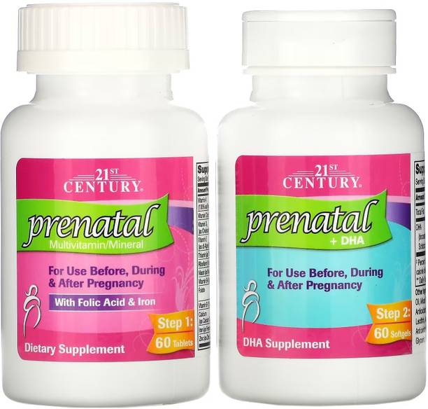 21st Century Prenatal Multivitamin/Mineral + DHA, 2 Bottles, 60 Tablets / 60 Softgels