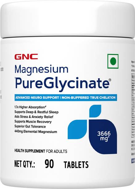 GNC Magnesium PureGlycinate | 100% Pure & India's First Non-buffered 440mg | Sleep