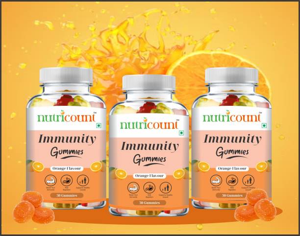 NUTRICOUNT Immunity Support, Elderberry Extract, Zinc, Vitamin C 90 Gummies