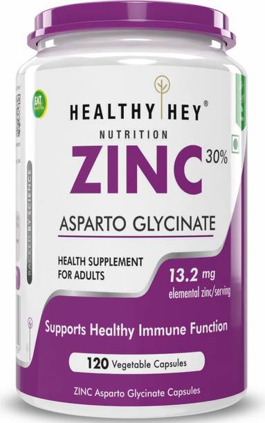 HealthyHey Nutrition Zinc Glycinate Essential Trace Mineral, 120 Vegetable Capsules
