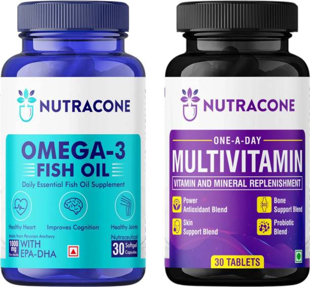 NUTRACONE Multivitamin & Omega 3 1000mg Fish Oil tablet combo