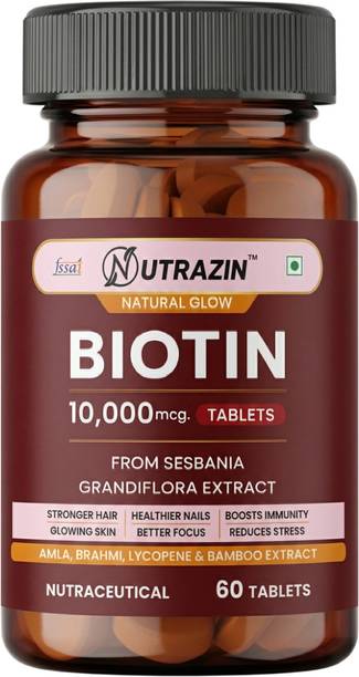 NUTRAZIN Biotin Tablets 10000 mcg for Hair Growth | Vitamin B7 for Skin & Nails Support