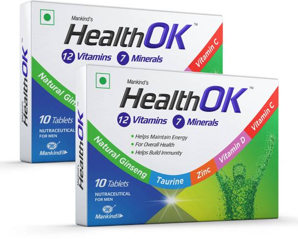 Health Ok Daily Multivitamin With Natural Ginseng for Energy & Overall Health, 10 Tabs x 2