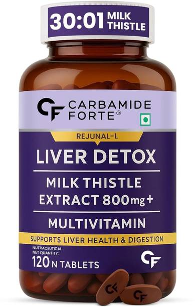 CARBAMIDE FORTE Liver Detox Support Supplement, Milk Thistle Extract 800mg & Amino Acids 120 Tablets