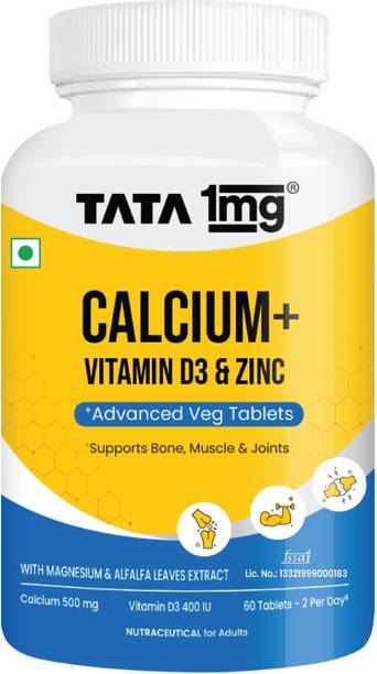 TATA 1mg Calcium & Vitamin D3 supplement with Zinc, Magnesium & Alfalfa