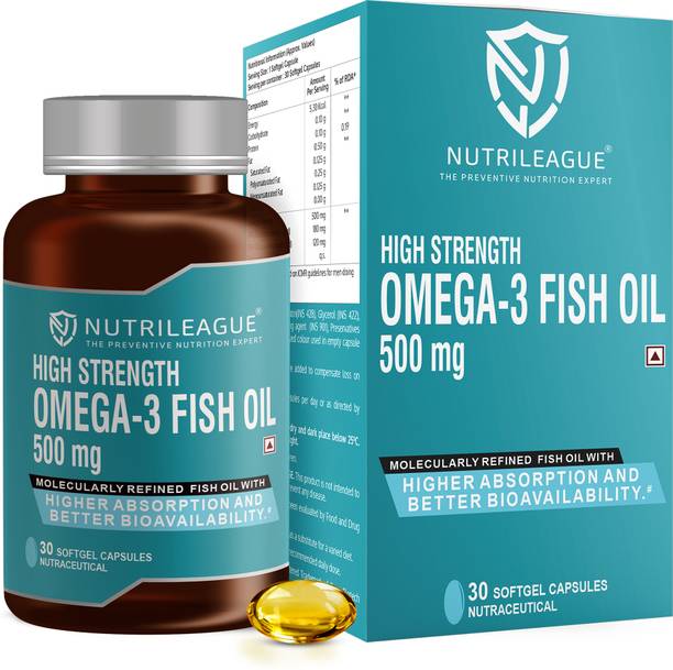 Nutrileague High Strength Omega - 3 Fish Oil 500 mgSoftgelHeart HealthNonveg