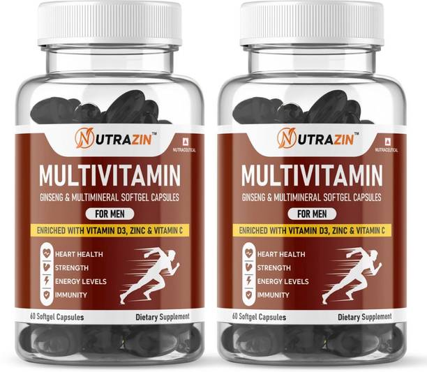 NUTRAZIN Multivitamin for Men Combo Pack of 2 | Ginseng, Vitamin D3 & Vitamin C