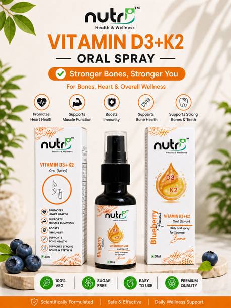 NUTRI HEALTH & WELLNESS Nutro Vitamin D3 K2 Oral Spray Blueberry Flavor 30ml Bone Health Supplement