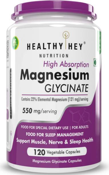 HealthyHey Nutrition High Absorption Magnesium Glycinate, 120 Vegetable Capsules