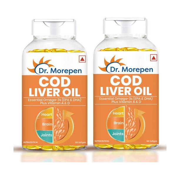 Dr. Morepen COD Liver Oil Capsule with Omega 3 Help Reduce Joint Pain & Support Heart Health