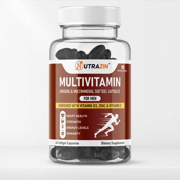 NUTRAZIN Multivitamin Softgels for Men | Ginseng & Multimineral Daily Formula 60N