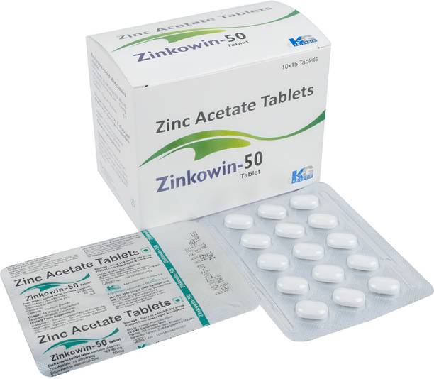 Krishgir Zinc 50 mg (150 Veg-Tablets) For immunity metabolism digestion , Zinkowin-50