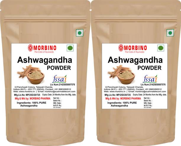 morbino Ashwagandha Powder | 100% Pure | Stress Relief & Immunity Booster|(2 x 100 g)