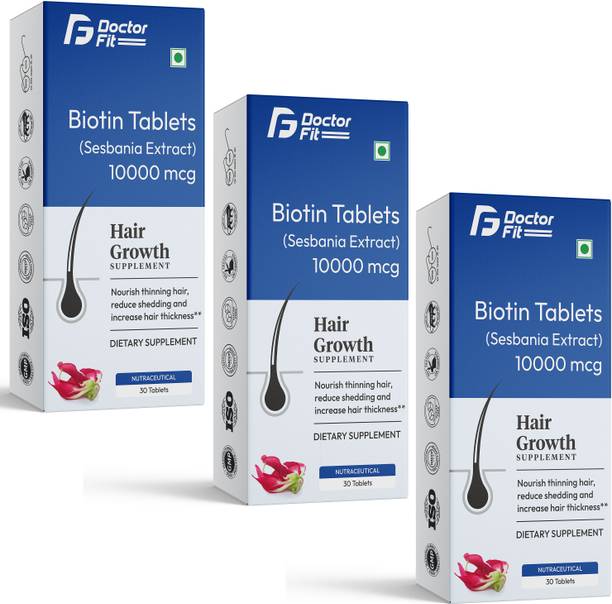 DOCTORFIT Biotin 10000 mcg for Hair Fall control, Strong Hair & Hair Growth