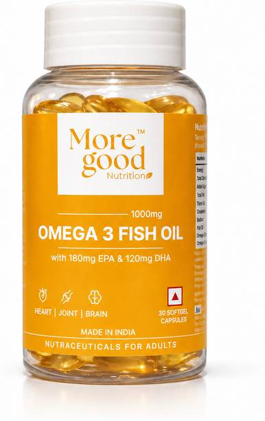 MoreGood Nutrition Omega 3 Fish Oil 1000mg | 180 EPA & 120 DHA | Brain & Heart Support