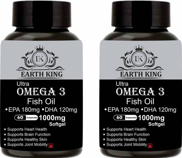 EARTH KING Ultra Omega 3 Fish Oil Fatty Acid (180 mg EPA & 120 mg DHA) – 60 Softgel