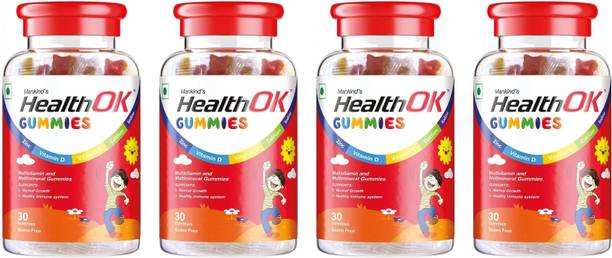 Health Ok Gummies, Multivitamin & Multimineral for Kids, Supports Growth,7 -17 years x 4