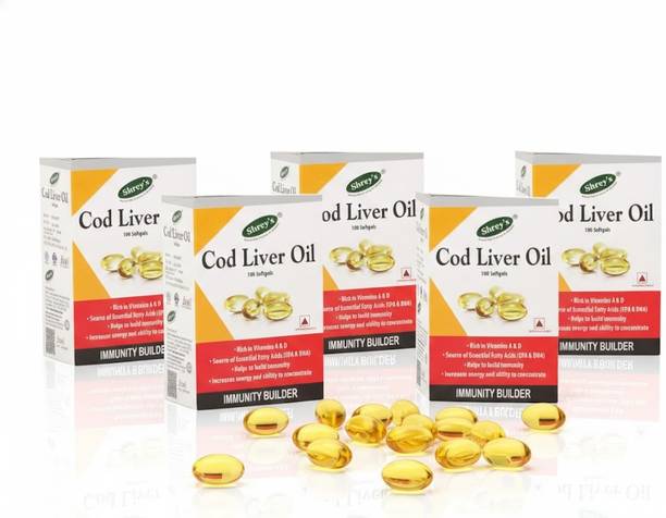 Shrey's Cod Liver Oil, Vitamins A & D - 500 Capsules (Immunity Booster) Supports Heart