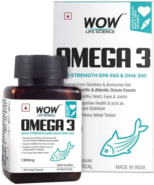 WOW Omega 3 Fish Oil 1300 mg | 550 mg EPA & 350 mg DHA |