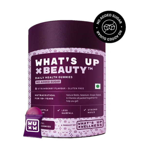 What's Up Wellness Natural Biotin Gummies | Reduce Hair Fall, Dark Spots | No Added Sugar |