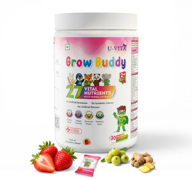 U VITA Grow Buddy Multivitamin for Kids (2+ Years) | Strawberry | 30 Gummies