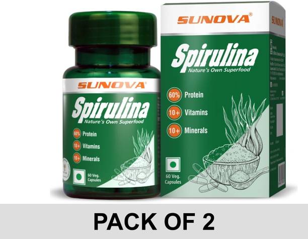 SUNOVA Organic Spirulina Capsule (500 mg) pack of 2