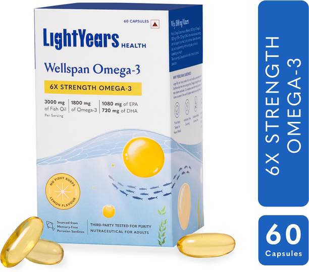 LightYears Wellspan Omega-3 | 6X Strength | 3000 mg Fish Oil | 1800 mg EPA + DHA