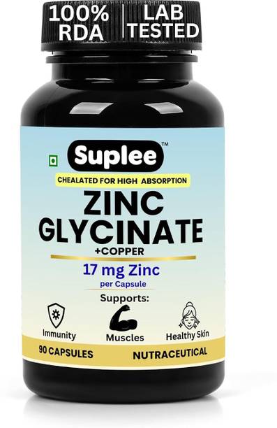 Suplee Zinc Glycinate with Copper Supplement - 17mg Zinc High Absorption Capsules