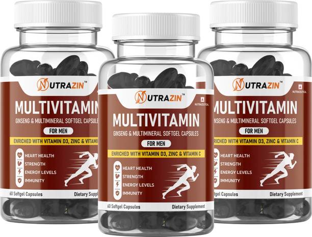 NUTRAZIN Multivitamin for Men Pack of 3 | Ginseng, Vitamin D3 & Vitamin C