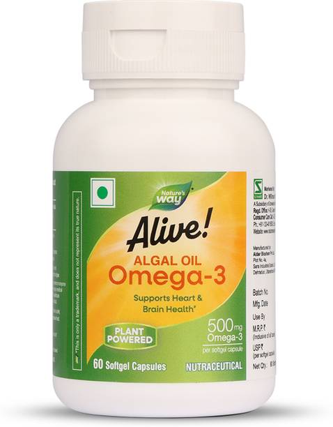 Nature's Way Alive Omega-3 500 mg Pure Algal Oil Plant Omega for Heart & Brain Wellness