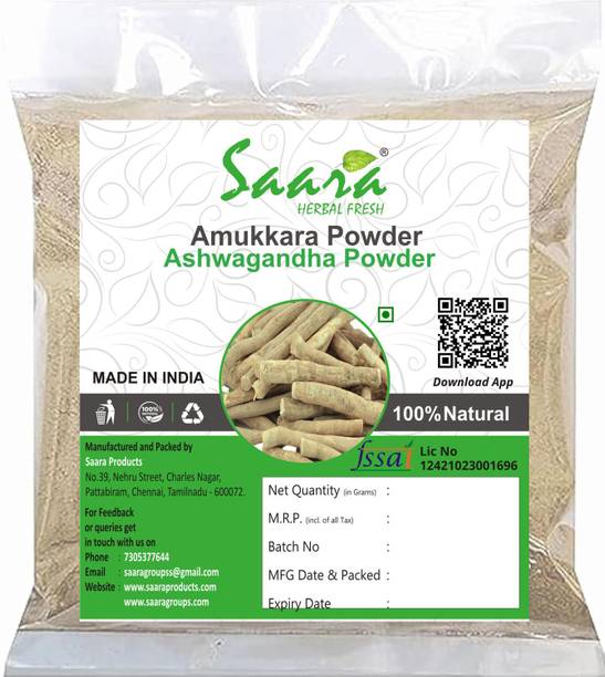 SAARA PRODUCTS Amukkara Powder, 100g, Amukkara Kizhangu Powder, Ashwagandha Powder,