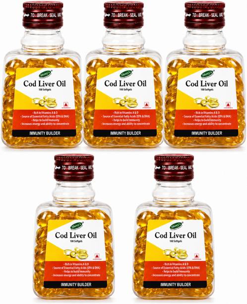 Shrey's Cod Liver Oil, Vitamins A & D - 500 Capsules (Immunity Booster) Supports Heart