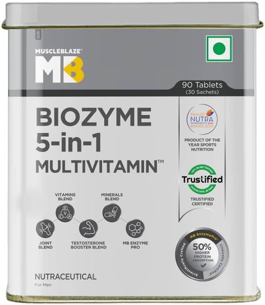 MUSCLEBLAZE Biozyme Daily Multivitamin for Men, 5-in-1 Supplement