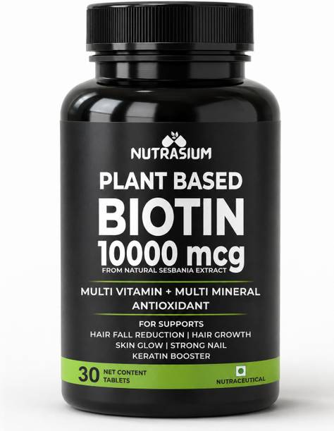 NUTRASIUM Plant Base Biotin 10000 mcg Extract, Hair Vitamin | Control Hair Fall, Grow Hair