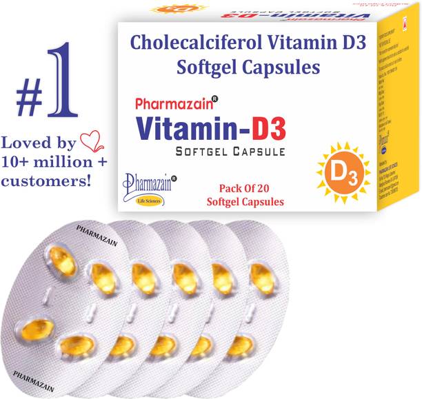 PHARMAZAIN LIFE SCIENCES Vitamin D3 Softgel Capsule for Bone Joint Mental Health & Heart for Men & Women