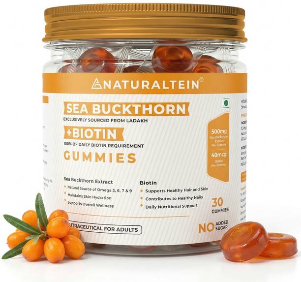NATURALTEIN Sea Buckthorn Gummies with Biotin | Hair Growth Skin Nails Support