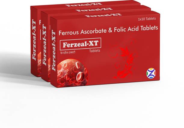 Zeal Pharmacure Ferrous Ascorbate & Folic Acid | Iron Supplement | Hemoglobin Boost Ferzeal-XT
