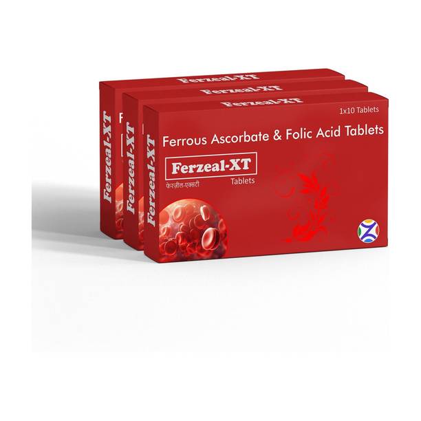 Zeal Pharmacure Ferrous Ascorbate & Folic Acid | Iron Supplement | Hemoglobin Boost Ferzeal-XT