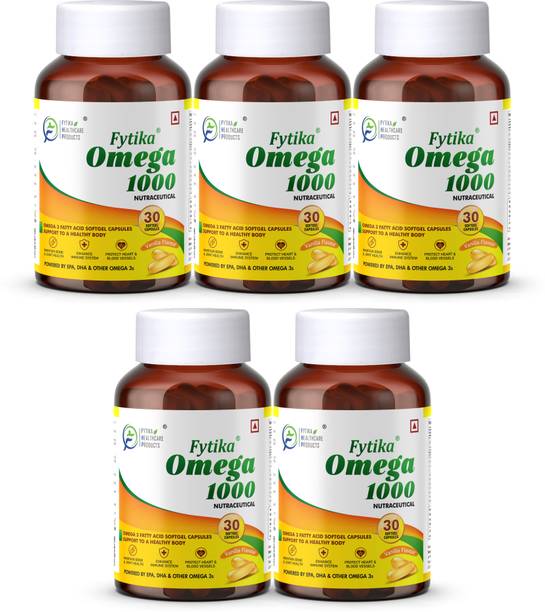 FYTIKA Omega 3 Capsule For Men & Women| 30 Softgels (pack of 5 )